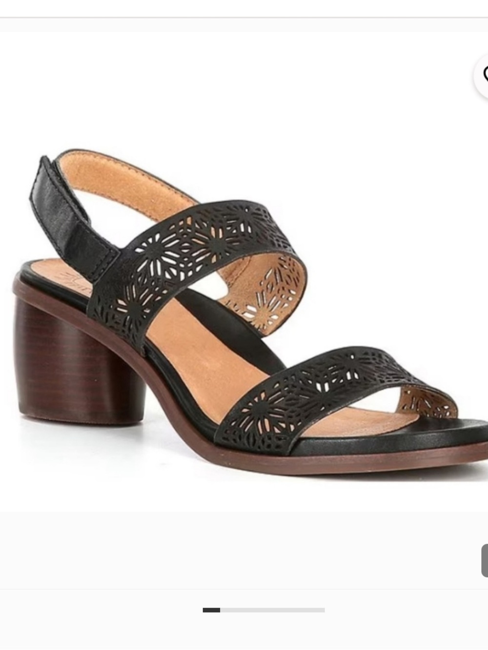 Brioso Paloma Leather Laser Cut Detail Slingback Women’s 7.5 M Black Sandals